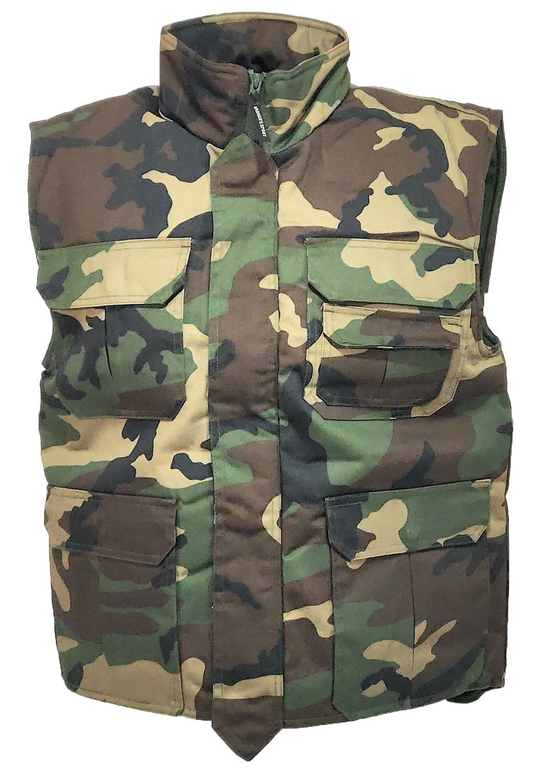 GIL1008 - Gilet - fratelliditalia abbigliamento militare e softair e abiti  da lavoro - Gilet imbottito da caccia cotone carniera sul retro col. Verde  Mimetico