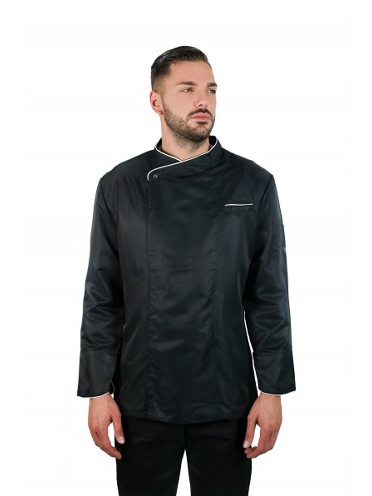 FRT 000012310 Giacche Cucina fratelliditalia abbigliamento militare e softair e abiti da lavoro Giacca Chef Divisa Cuoco Casacca Uomo Cotone Manica Lunga Nera elegante