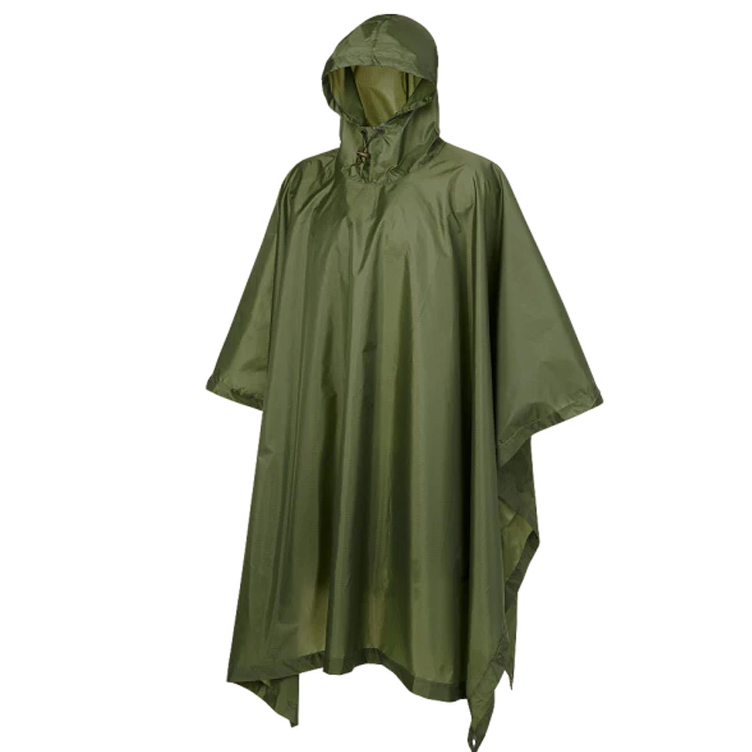 Poncho Antipioggia Militare Impermeabile Leggero Con Cappuccio - Ripiegabile, Per Escursionismo, Caccia E Campeggio