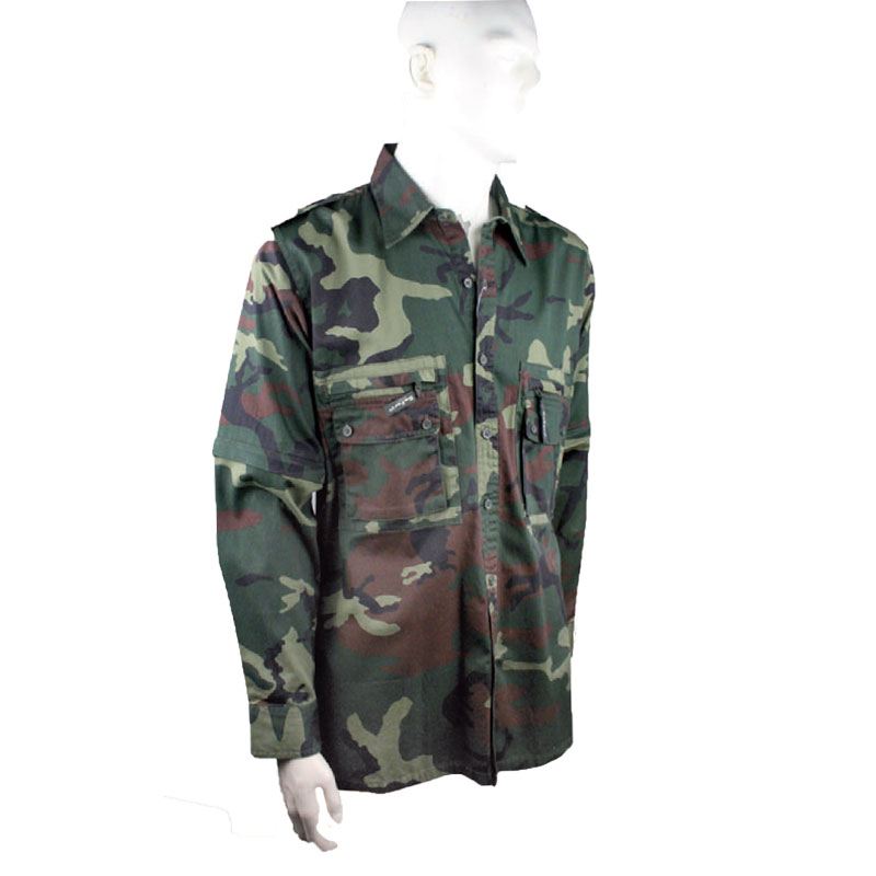 Camicia casacca manica staccabile caccia militare cotone tasche sportiva uomo