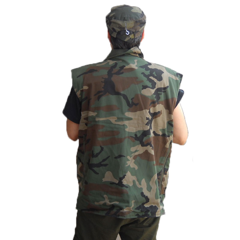Gilet uomo da caccia multitasche militare mimetico collo alto
