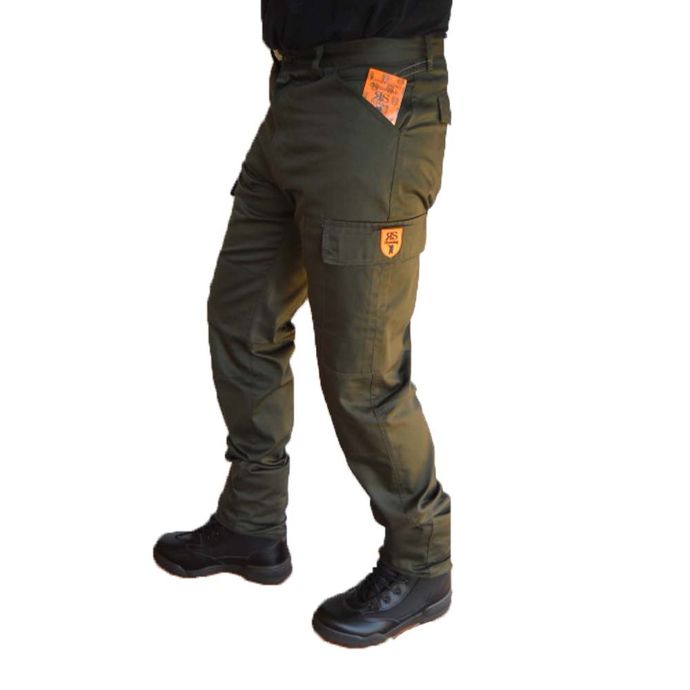 Pantalone calzoni  canvas tasche caccia cacciatore impermeabile verde