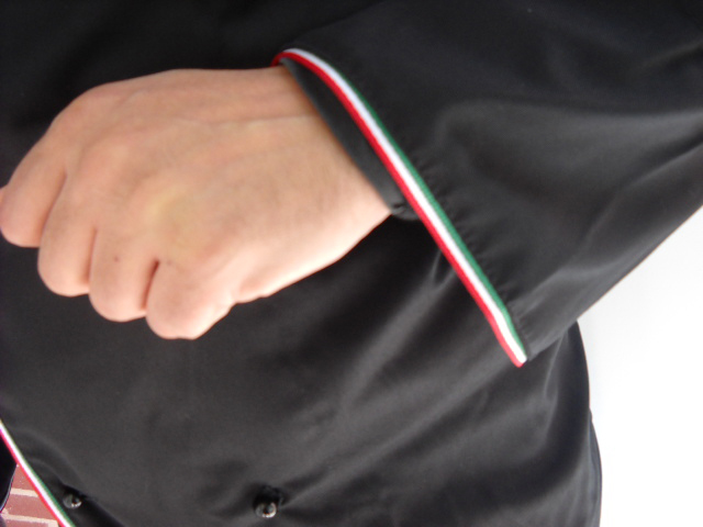 Giacca cuoco nera italia tricolore cotone abbigliamento chef cucina ristorante - Personalizzabile con il tuo logo