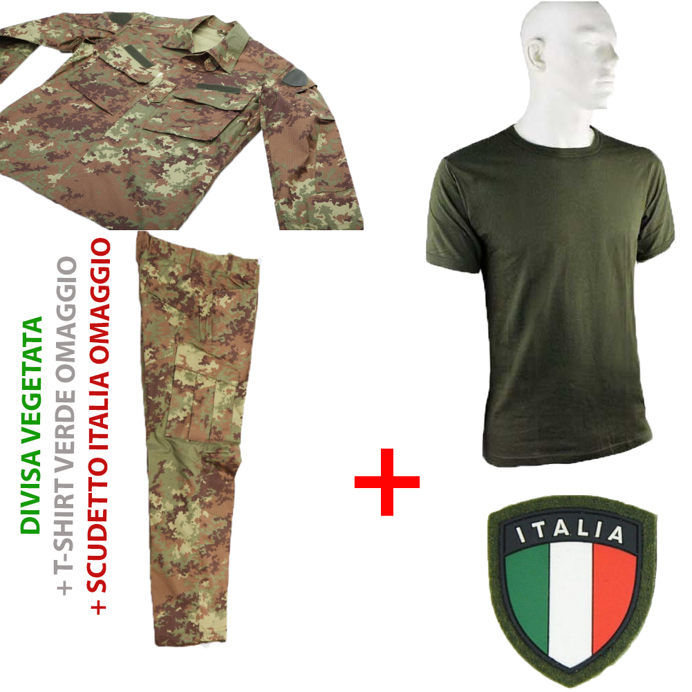 kit Divisa vegetata e.i. con scudetto a velcro e maglietta verde