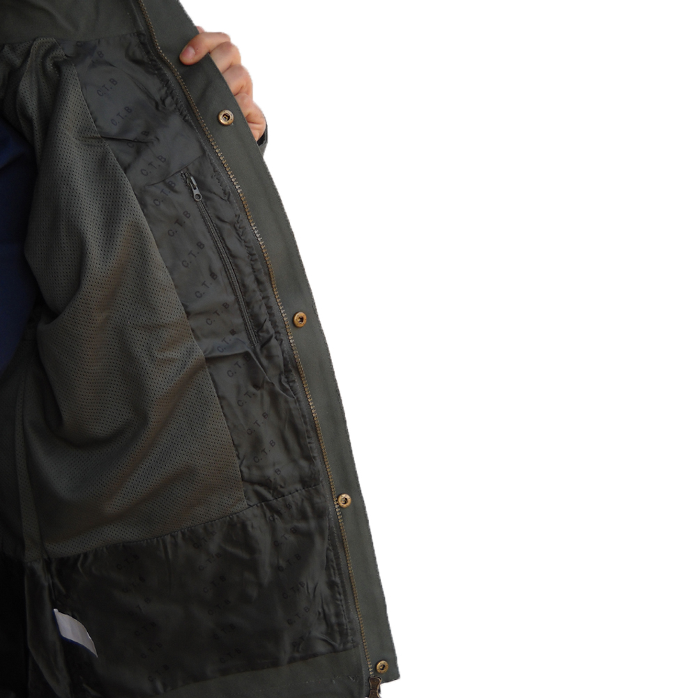 Giacca caccia canvas antistrappo impermeabile uomo antipioggia cappuccio