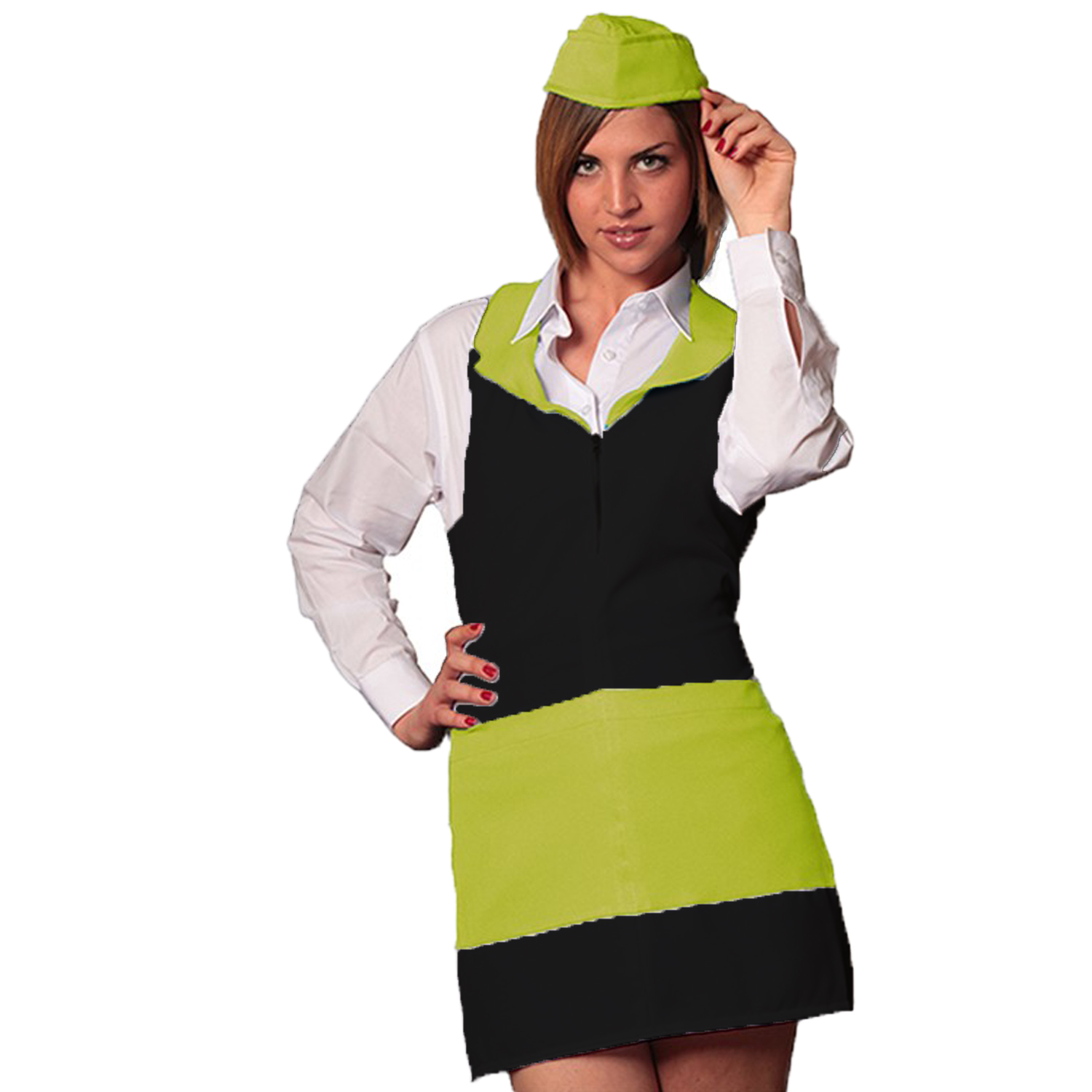 Grembiule zip donna barista gilet bar ristorante sala albergo hotel cameriera - Personalizzabile con il tuo logo