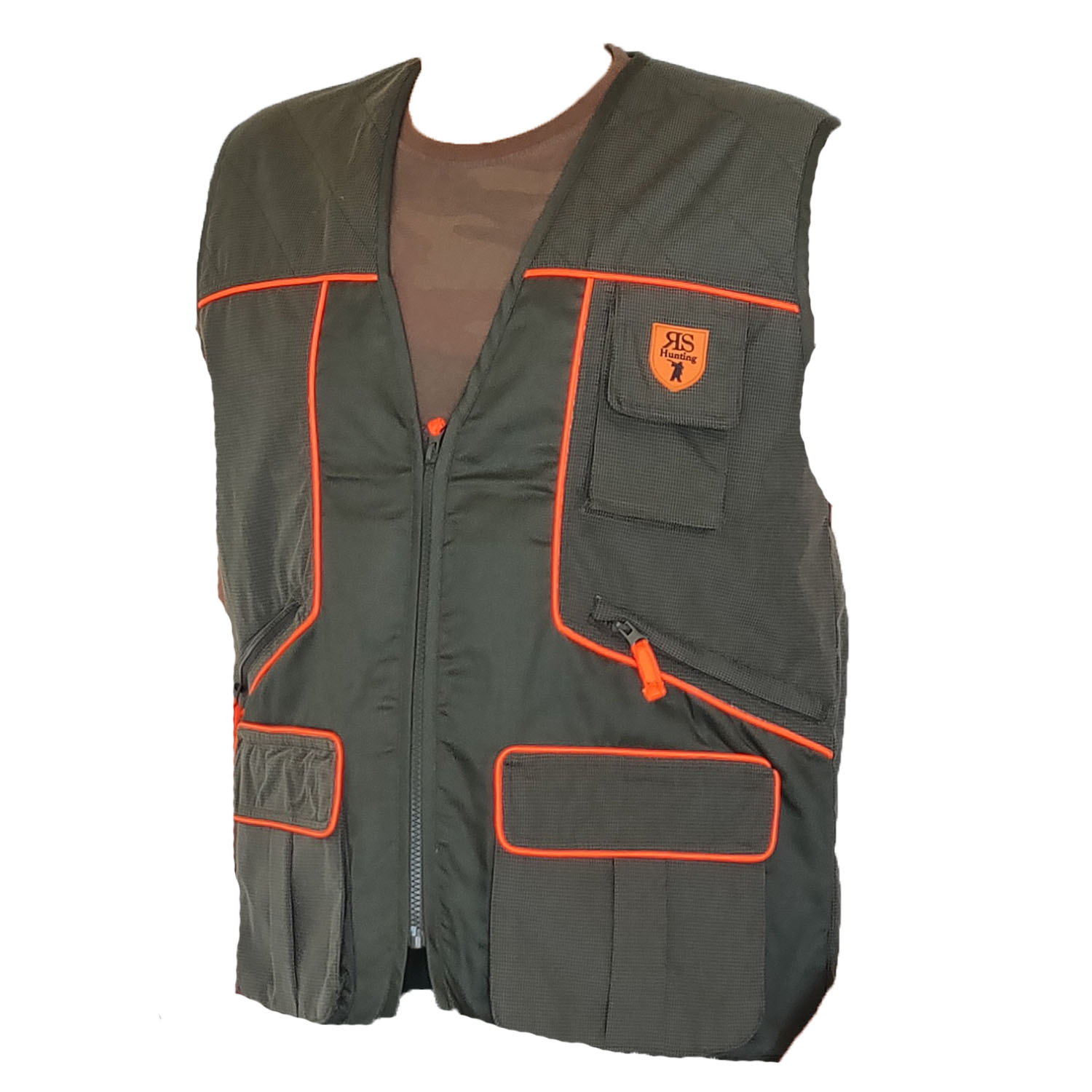 Completo caccia gilet pantalone riporti arancio smanicato uomo