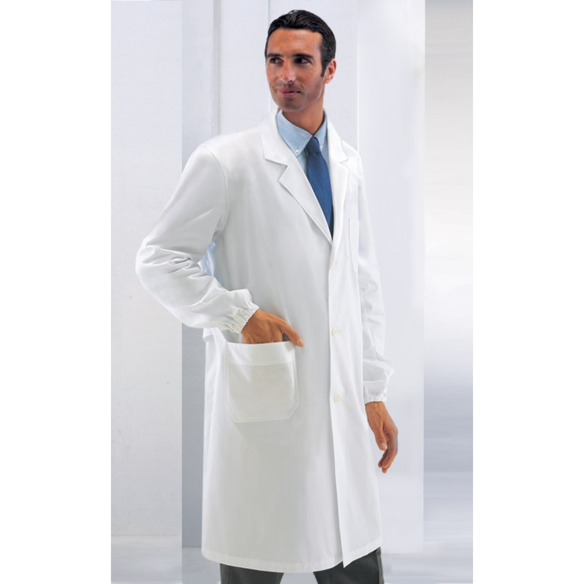 Camice Grembiule uomo misto cotone farmacista magazziniere lavoro bianco blu nero verde azzurro - Personalizzabile