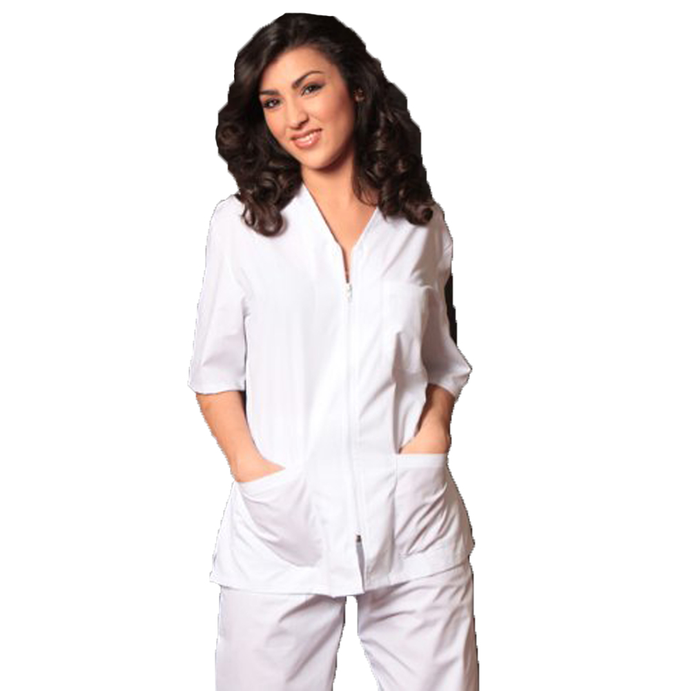 Completo zip infermiere oss cotone mezze maniche divisa estetista dottore - Personalizzabile con il tuo logo