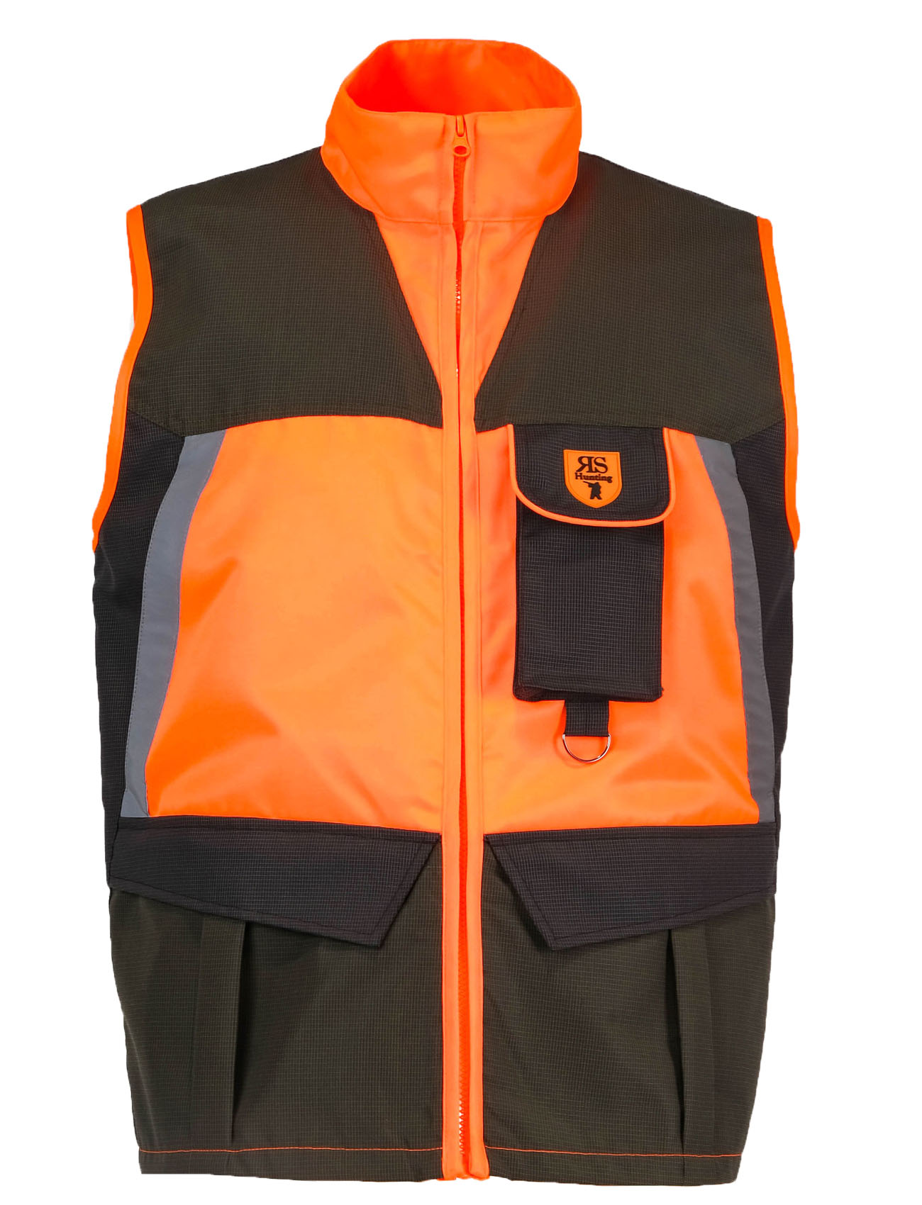 Gilet smanicato tessuto luminescente fasce rifrangenti caccia cinghiale - Personalizzabile con il tuo logo