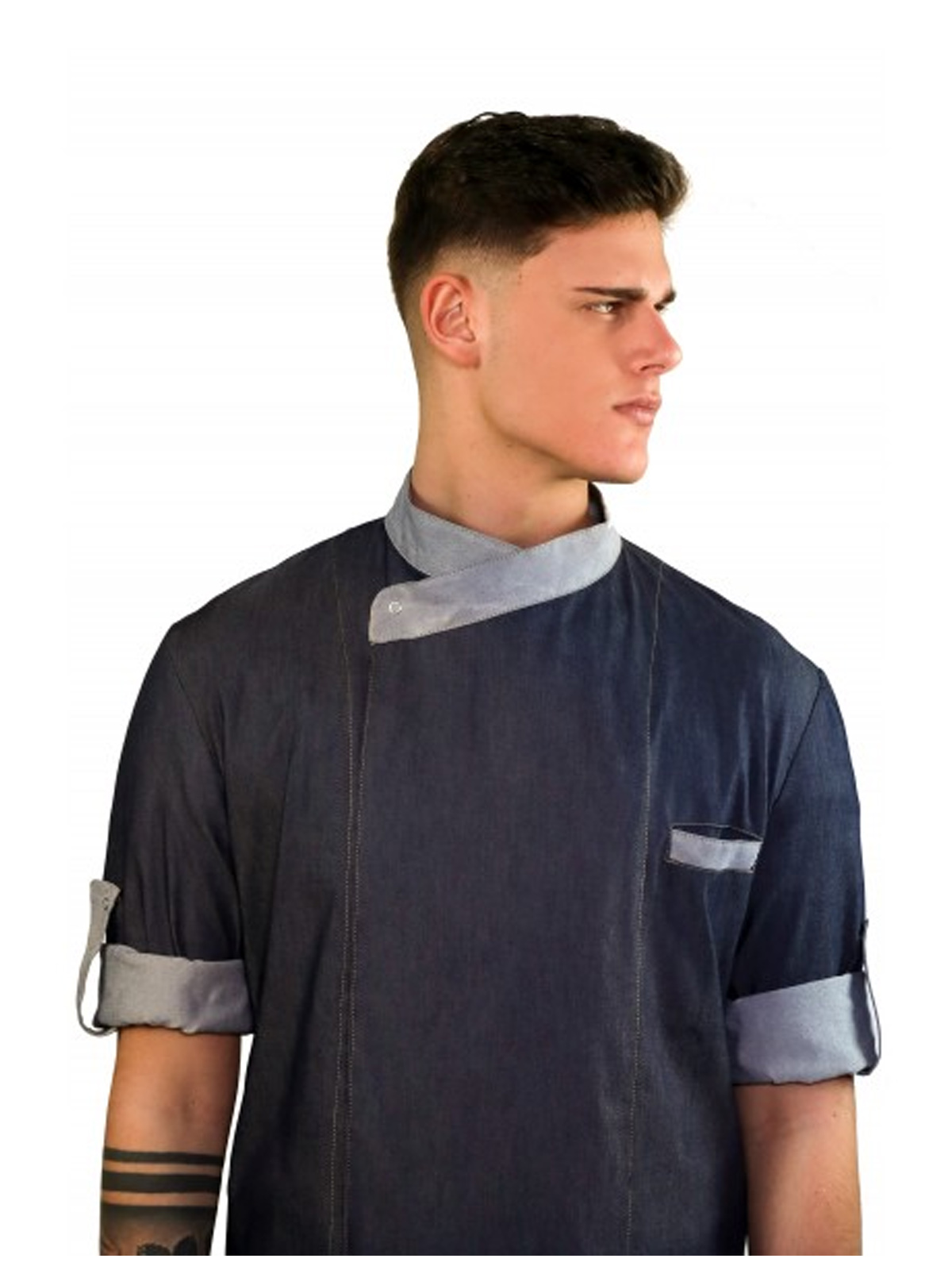 Giacca casacca jeans Uomo chef Abbigliamento Cuoco Maniche accorciabili bar