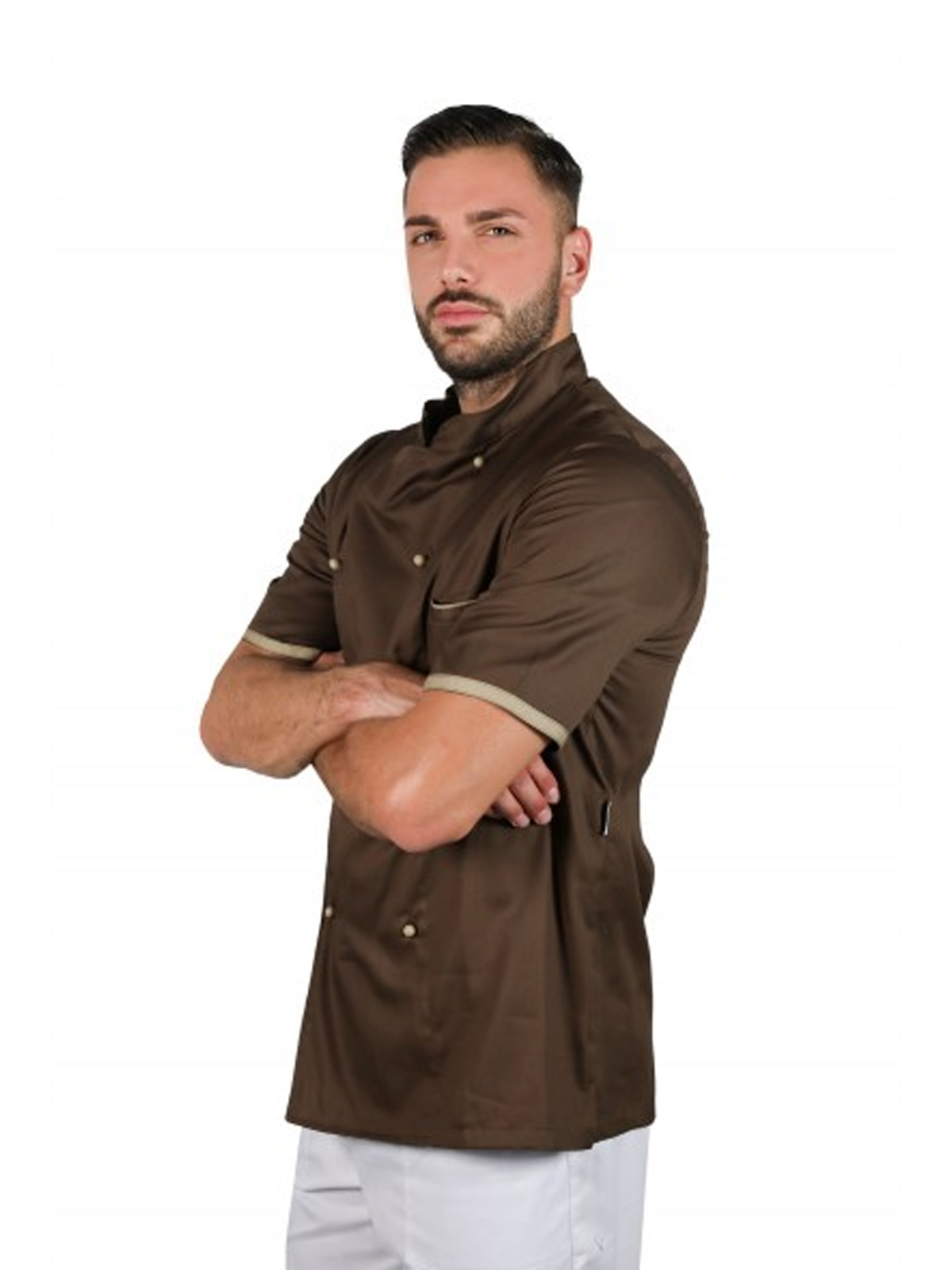 Giacca Cuoco Casacca Chef Uomo Cucina Divisa Cotone Lavoro manica corta