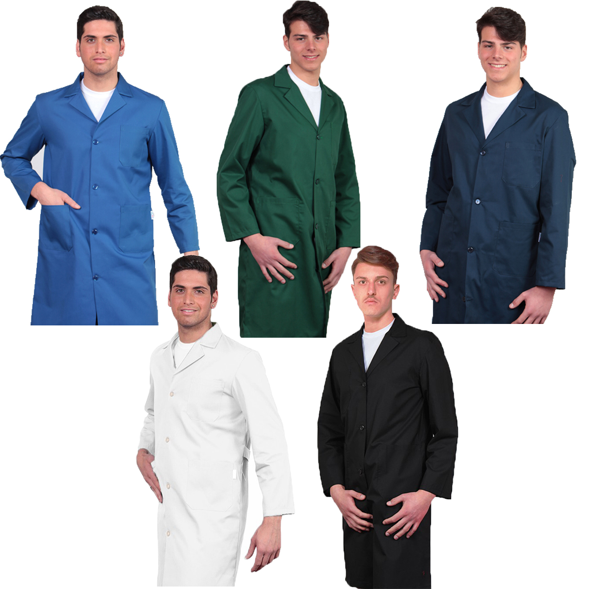 Camice Grembiule uomo misto cotone farmacista magazziniere lavoro bianco blu nero verde azzurro - Personalizzabile