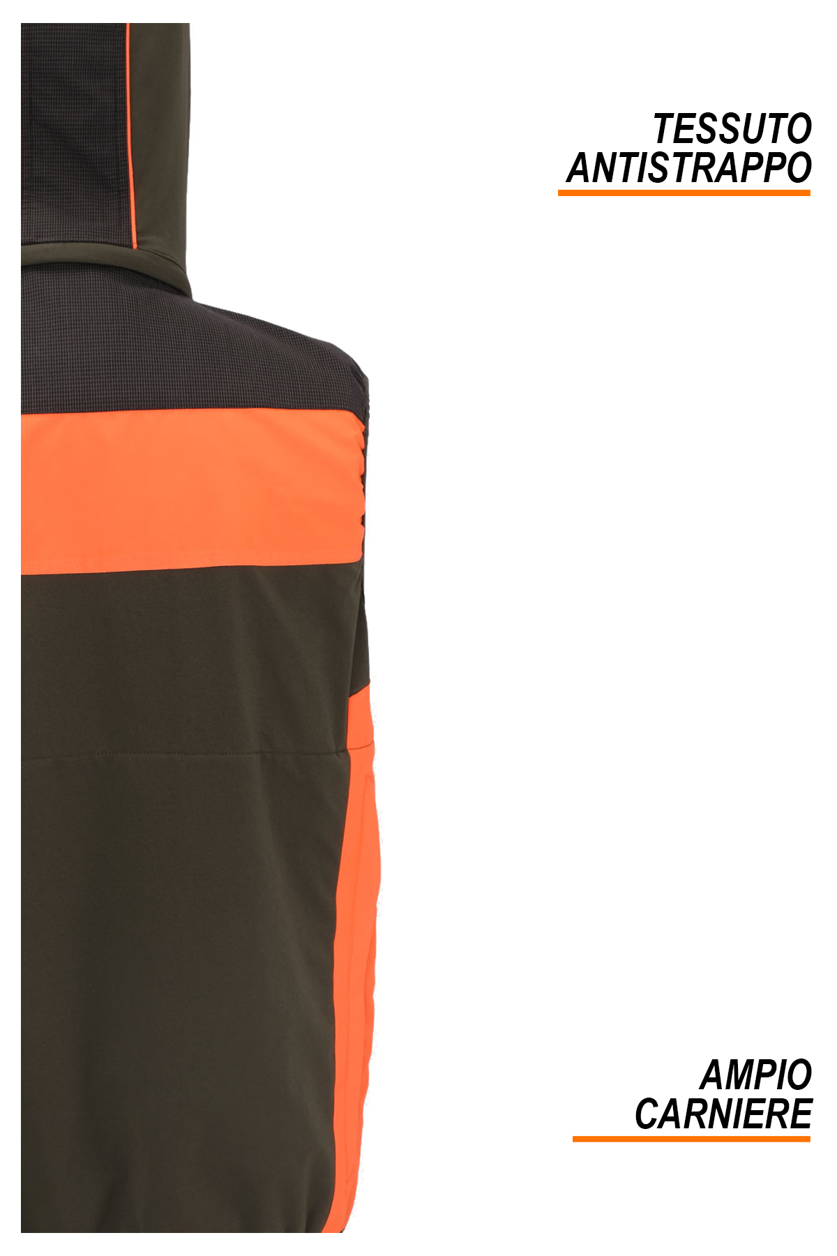 Gilet verde inserti arancio fluo tasche tasca porta palmare e carniere integrato