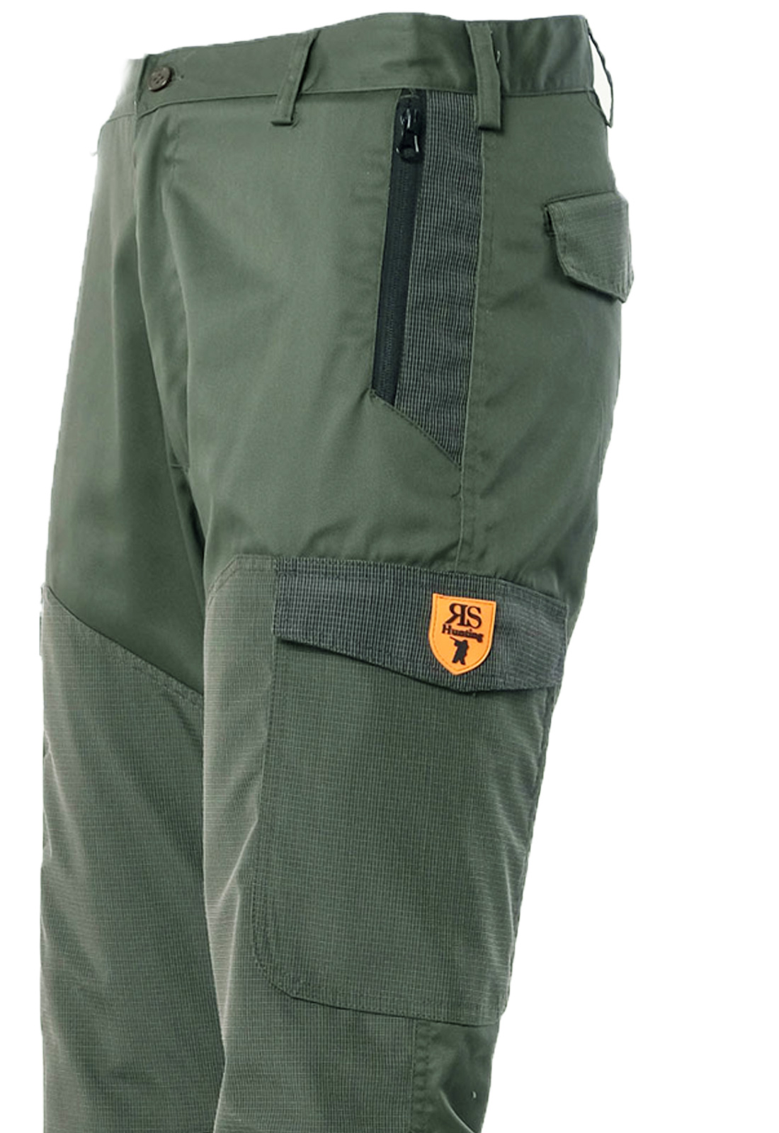 Pantalone uomo caccia in tessuto polycotone con rivestimento in tessuto tecnico verde antistrappo dalla 46 alla 60