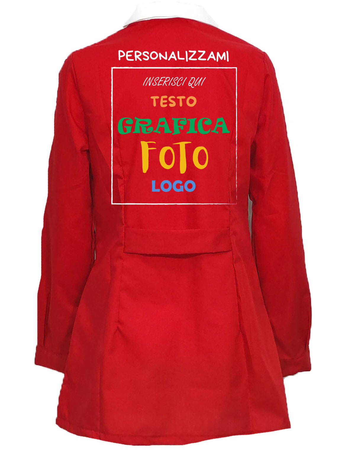 Camice grembiule maestra scuola asilo infanzia lavoro donna bottoni tasche - Personalizzabile con il tuo logo