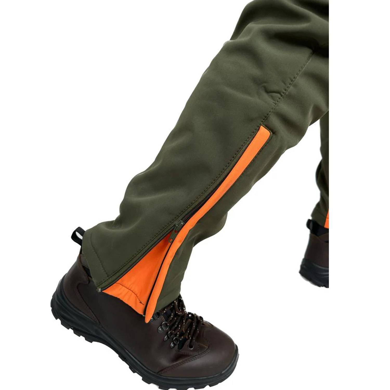 Completo Softshell giacca e pantalone cinghiale arancio AntipioggiaTermico caccia uomo Cerniere termosaldate