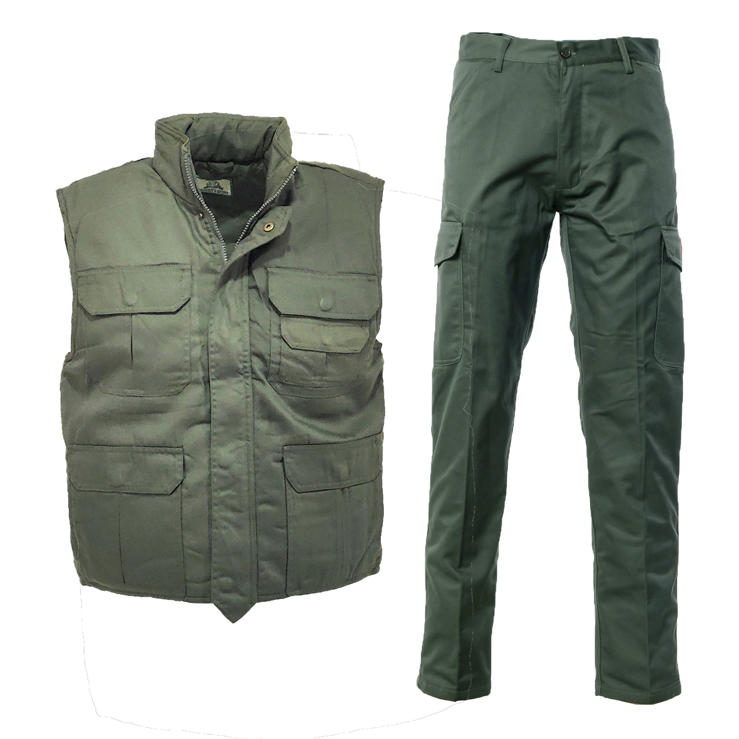 Kit gilet e pantaloni multitasche per lavoratori professionisti in vari settori come l\'industria, l\'edilizia, la meccanica e l\'officina