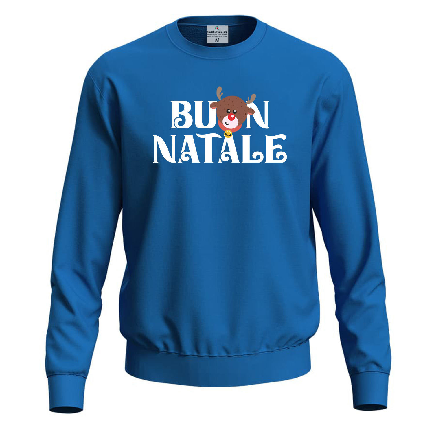 Felpa maglia maglione unisex BUON NATALE maniche lunghe regalo feste dono uomo donna