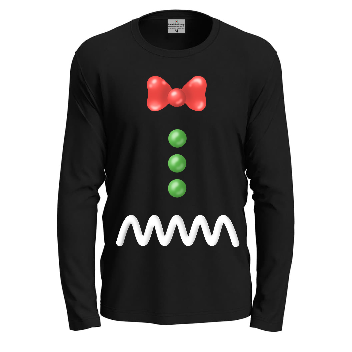 T-shirt maglietta natalizia manica lunga unisex Babbo Natale Biscotto ed Elfo abbigliamento Natalizio regalo