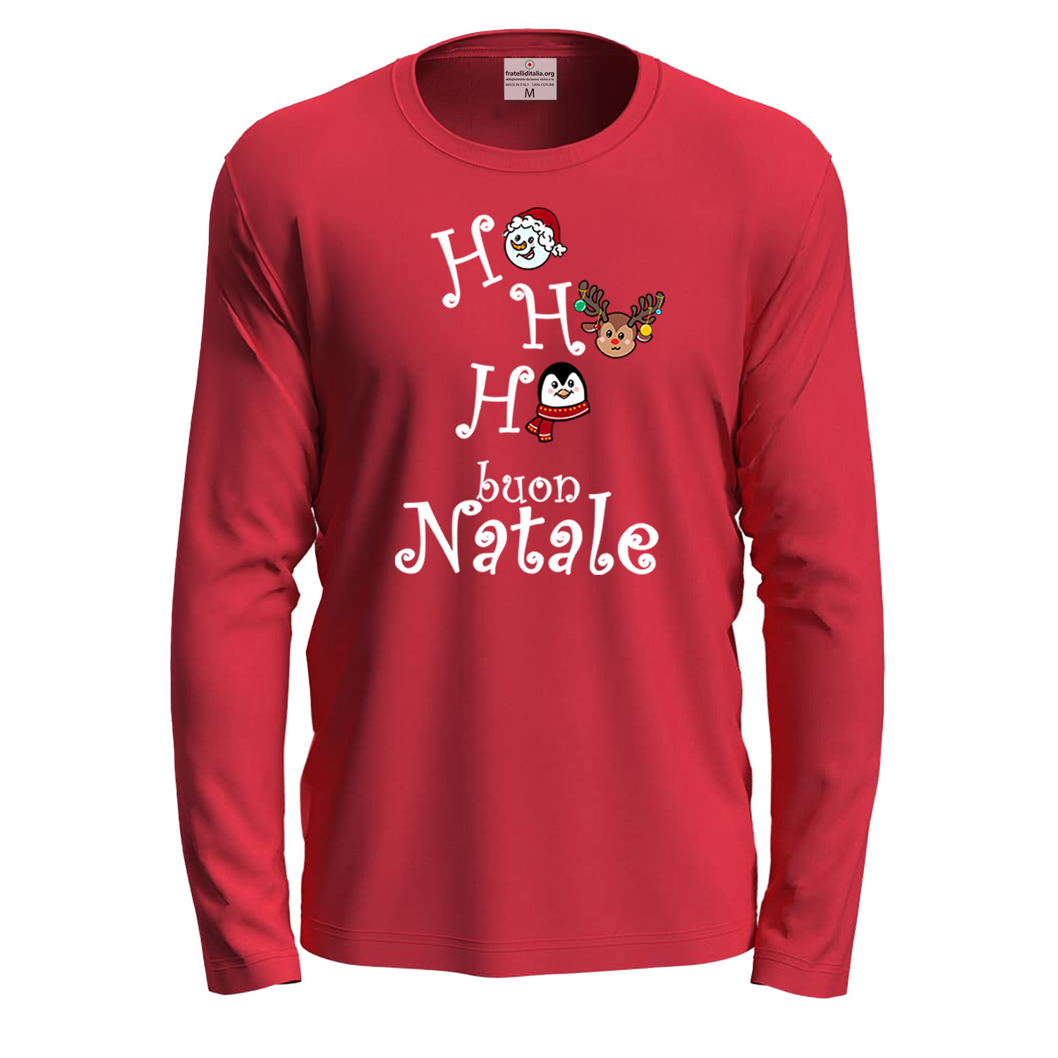 Maglietta girocollo manica lunga cotone unisex vigilia Natale uomo donna
