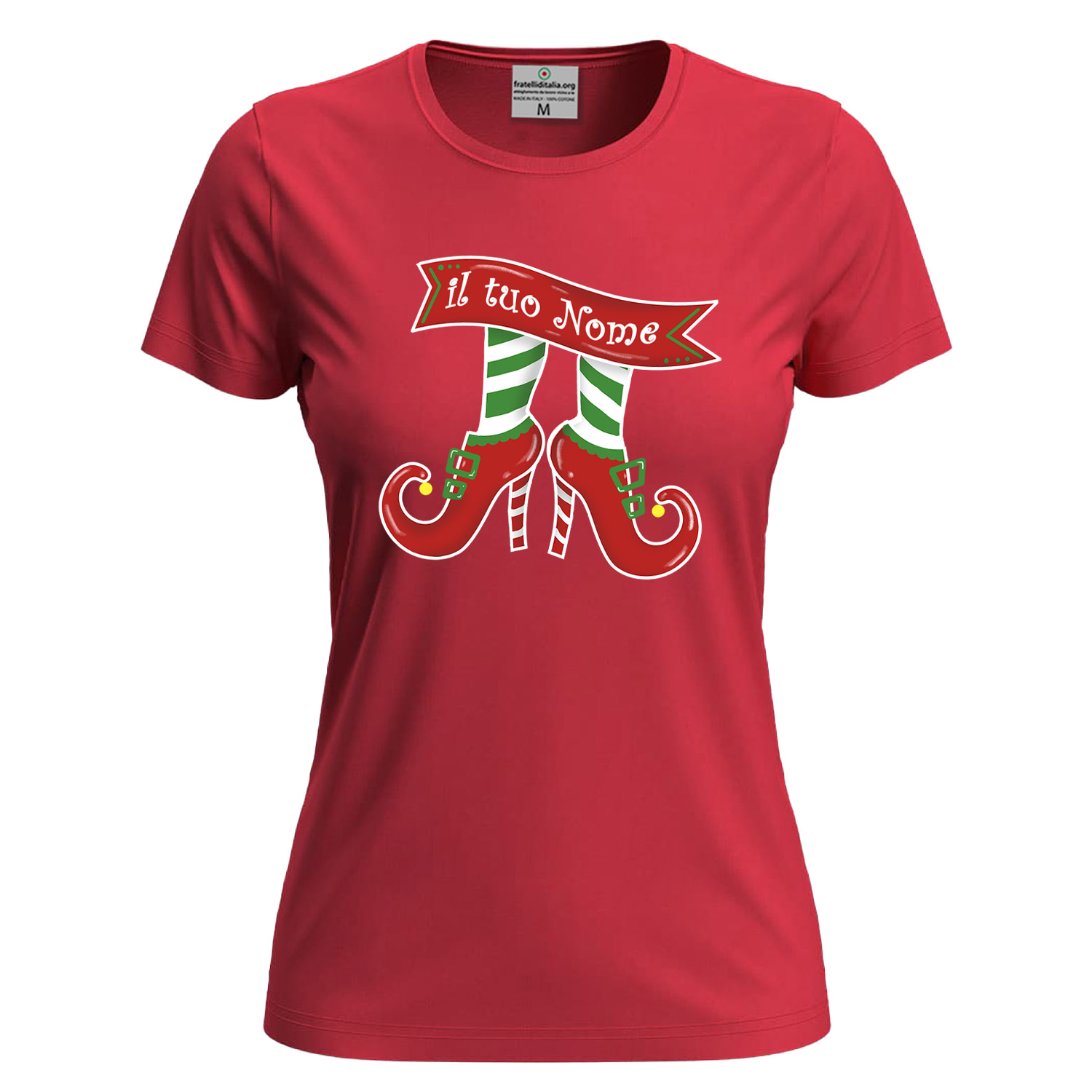 T-shirt natalizia donna con disegno a tema festivo personalizzabile idea regalo per le festività