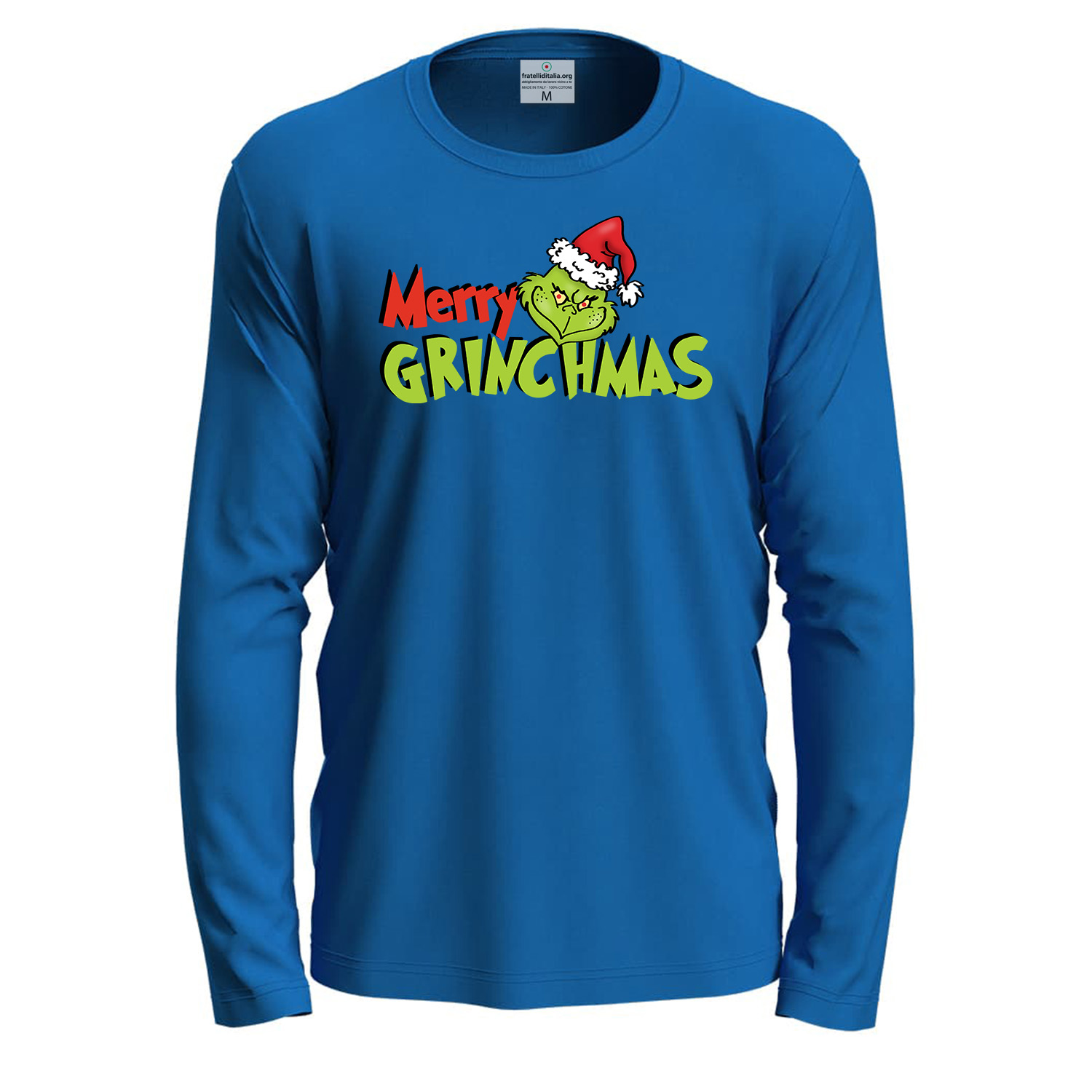Maglietta girocollo manica lunga Natale unisex stampa fumetto natalizia uomo donna