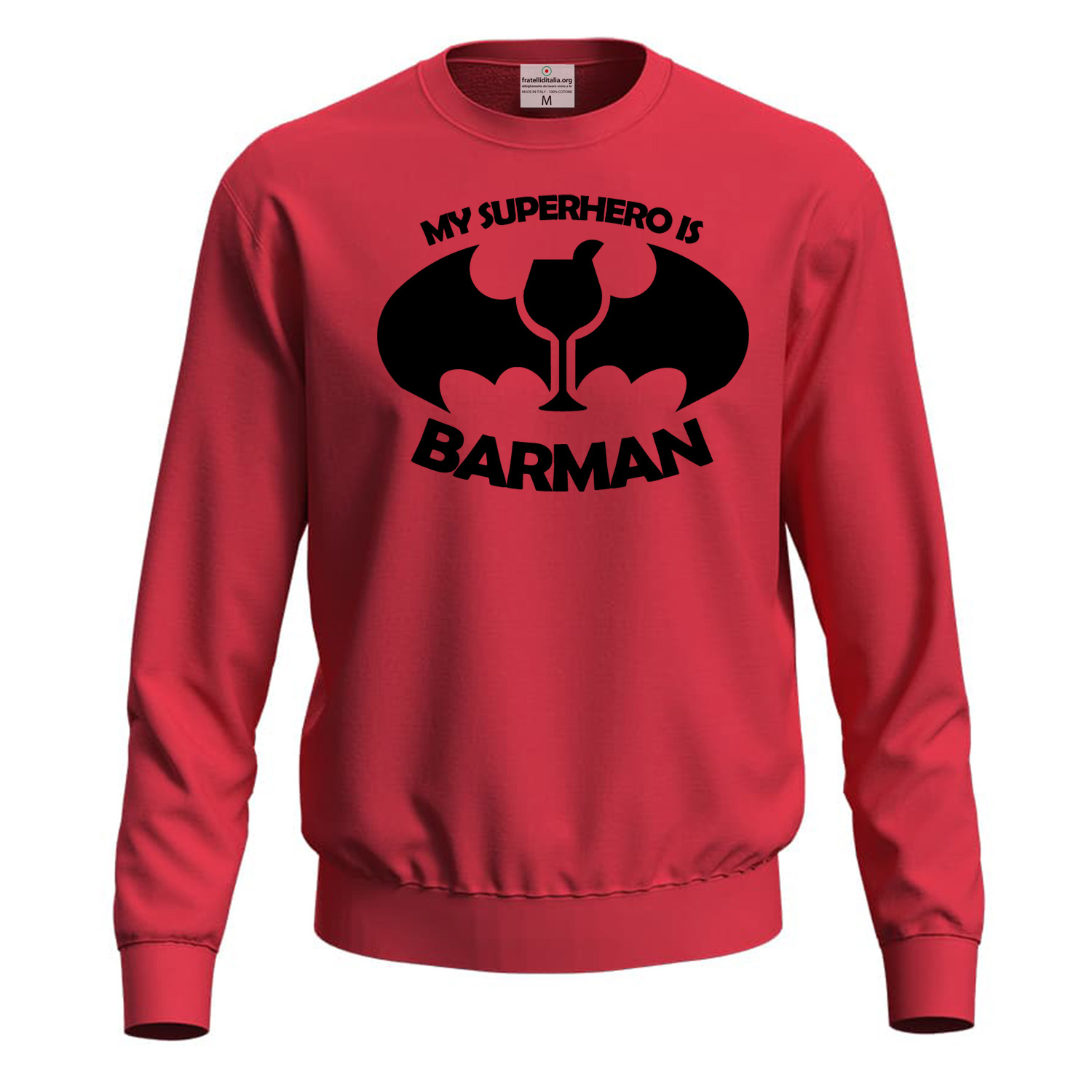 Felpa maglia con stampa BARMAN unisex per barista moda lavoro caffe\' vineria birreria idea regalo uomo donna