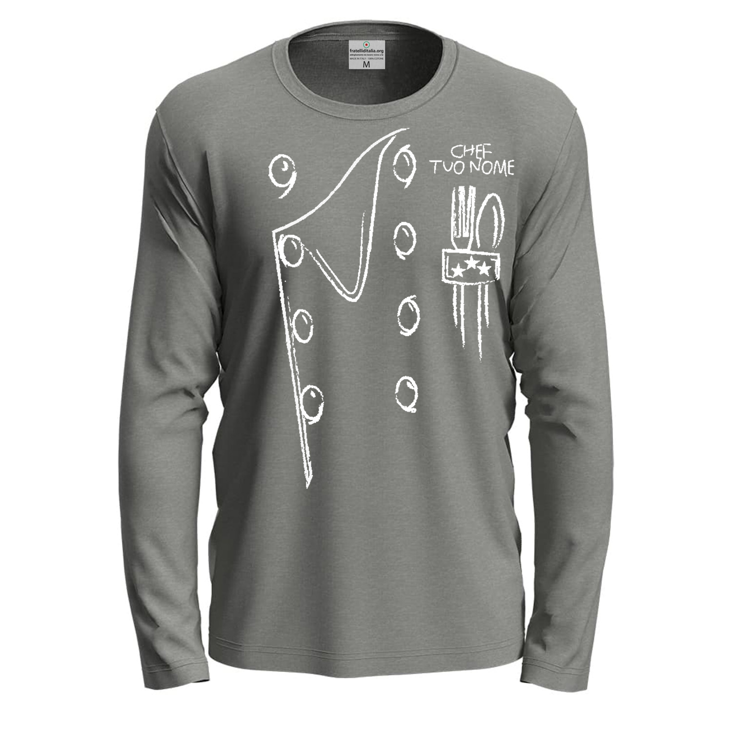T-shirt classica a manica lunga con stampa DTF Casacca da cucina idea regalo uomo donna