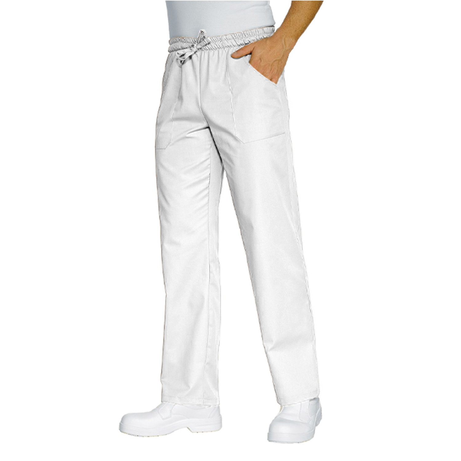 Pantalaccio pantalone da lavoro comodo cotone bianco azzurro cuoco chef - Personalizzabile con il tuo logo