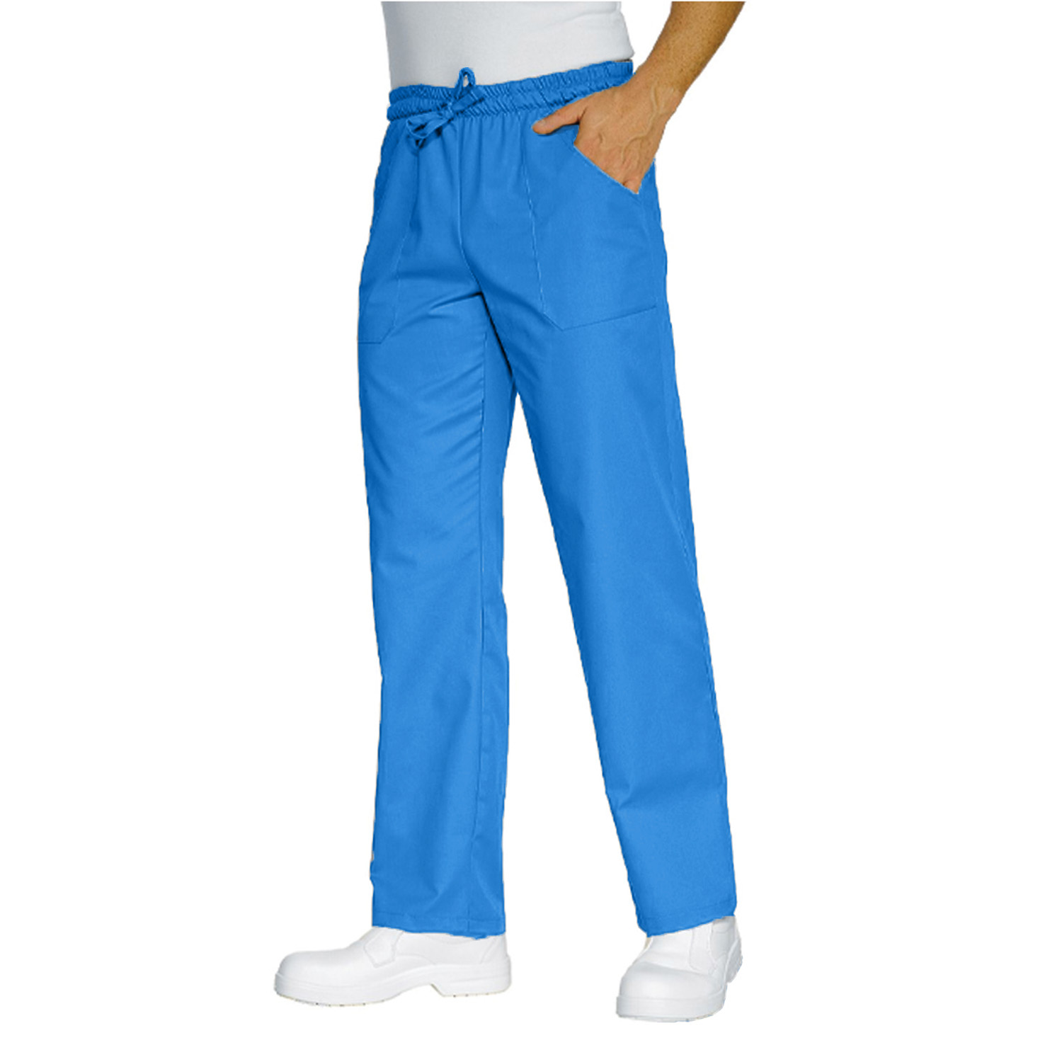 Pantalaccio pantalone da lavoro comodo cotone bianco azzurro cuoco chef - Personalizzabile con il tuo logo