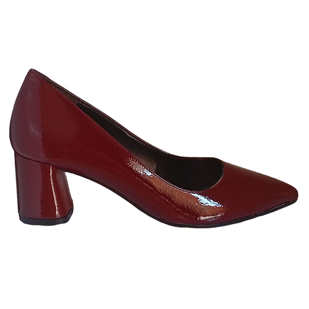 Women\'s LUNA dress shoe made in Italy with a medium heel in faux leather with a leather lining, available in various colors.