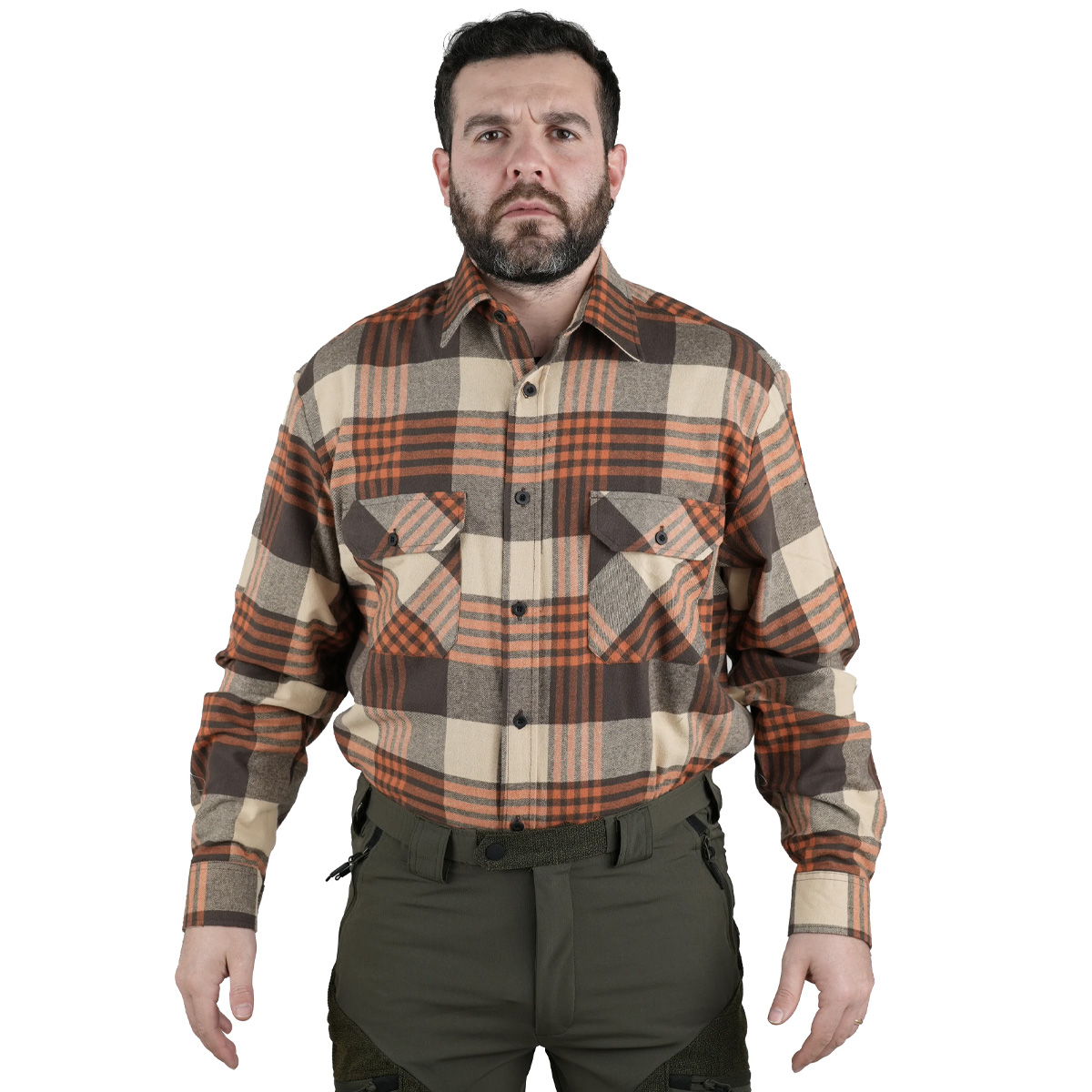 Camicia uomo montagna caccia flanella tasche invernale quadri boscaiolo