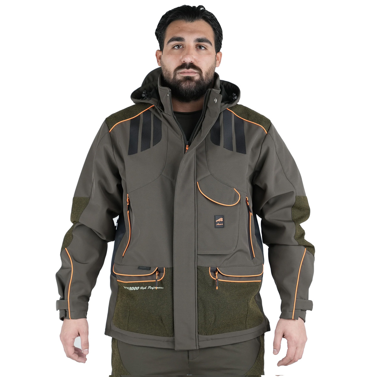 Giacca Softshell giubbotto foderato in pile cappuccio staccabile caccia uomo