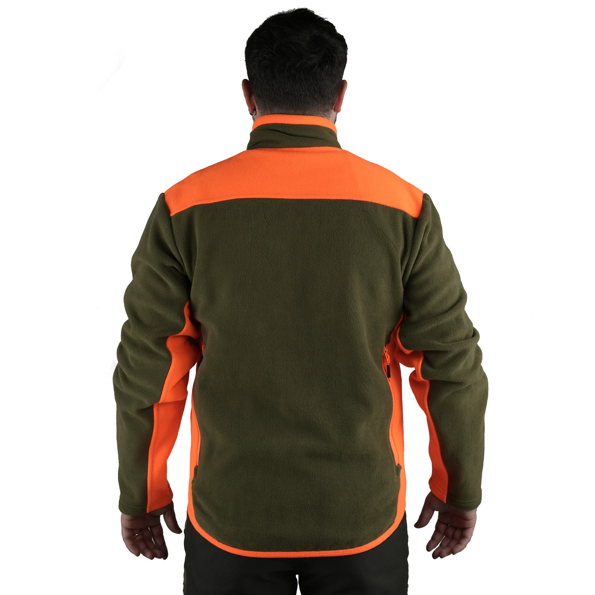 Maglione Pile da Caccia Masseria M12 bicolore ad alta visibilita e comfort termico con carniere posteriore in nylon idrorepellente