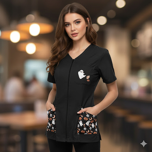 Halloween Edition Zip Work Coat for Teachers, Instructors, Educators.