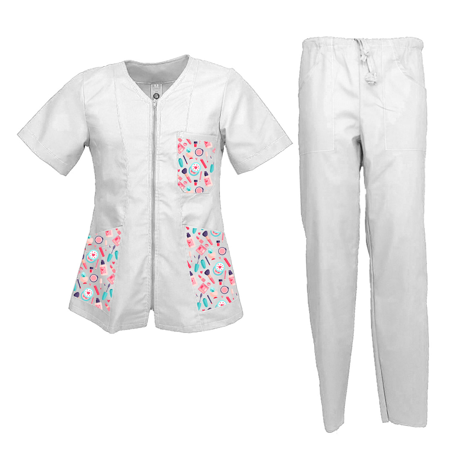 Divisa da Lavoro Donna Estetista Camice e Pantaloni Personalizzabili con Logo