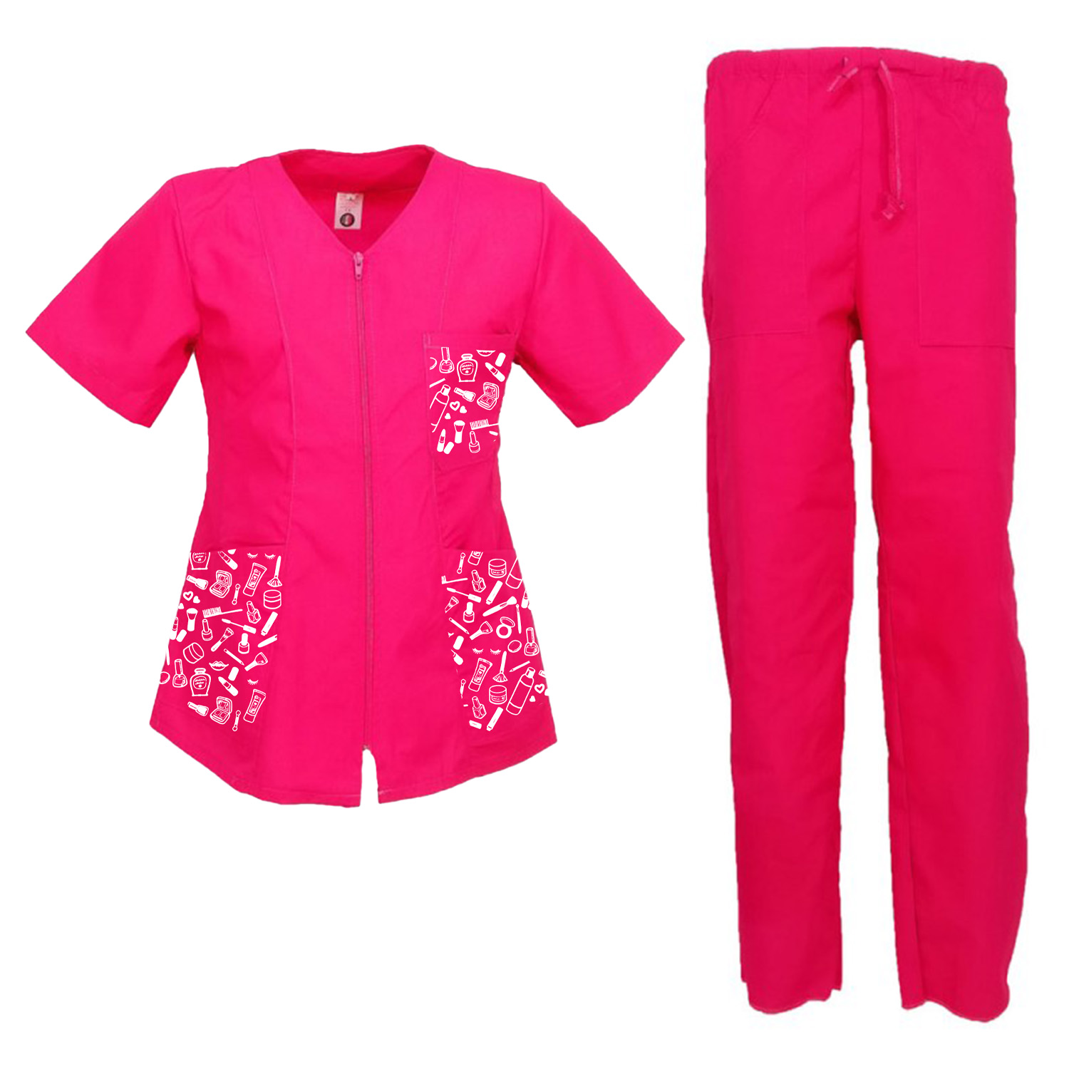 Divisa da Lavoro Donna Estetista Camice e Pantaloni Personalizzabili con Logo