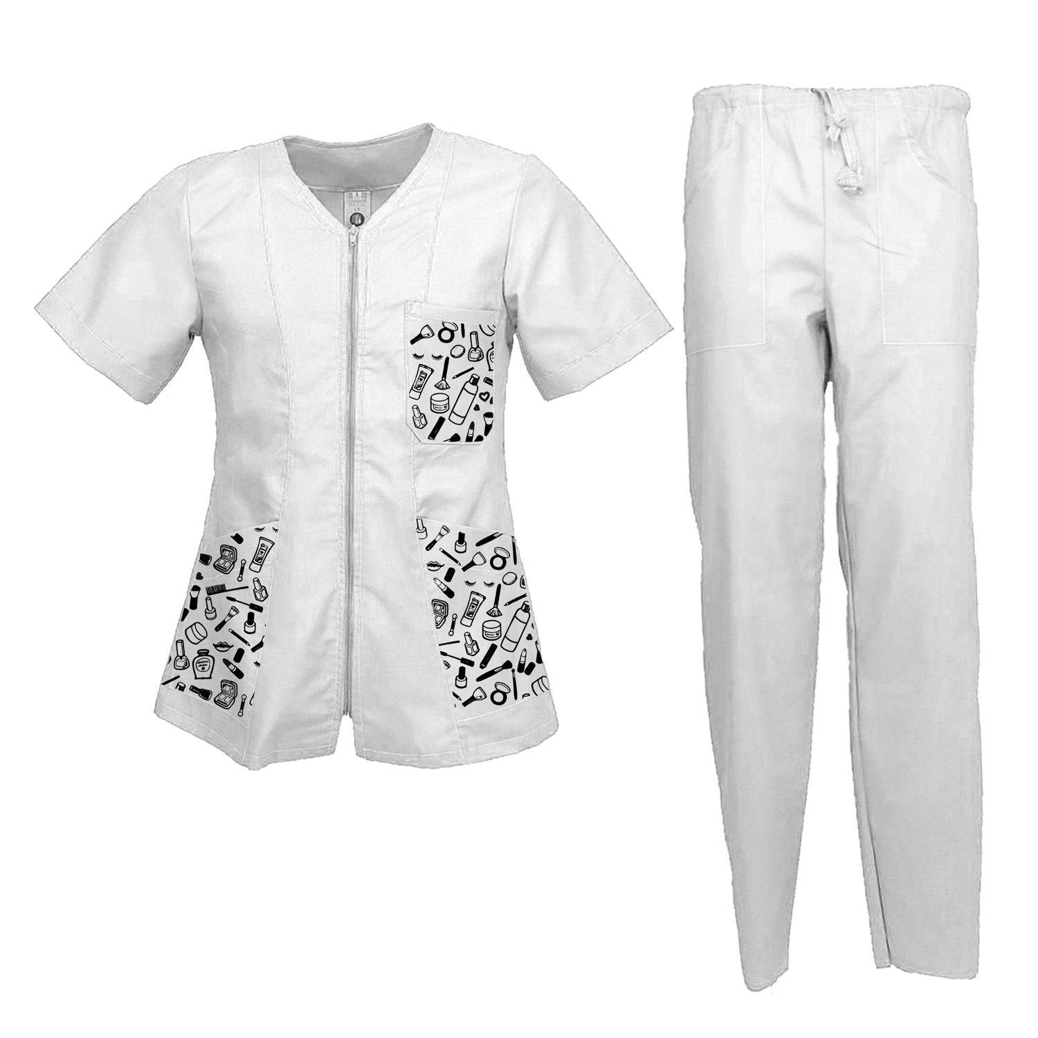 Divisa da Lavoro Donna Estetista Camice e Pantaloni Personalizzabili con Logo