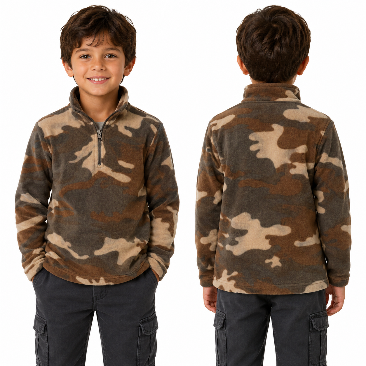 Maglia maglione felpa bimbo bambino pile invernale calda militare mimetica baby
