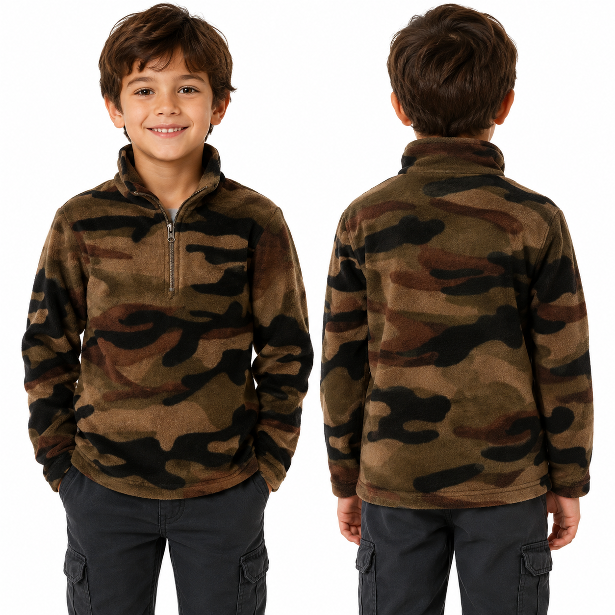 Maglia maglietta pile bambino bambina invernale calda neve comoda tasche - Personalizzabile con il tuo logo