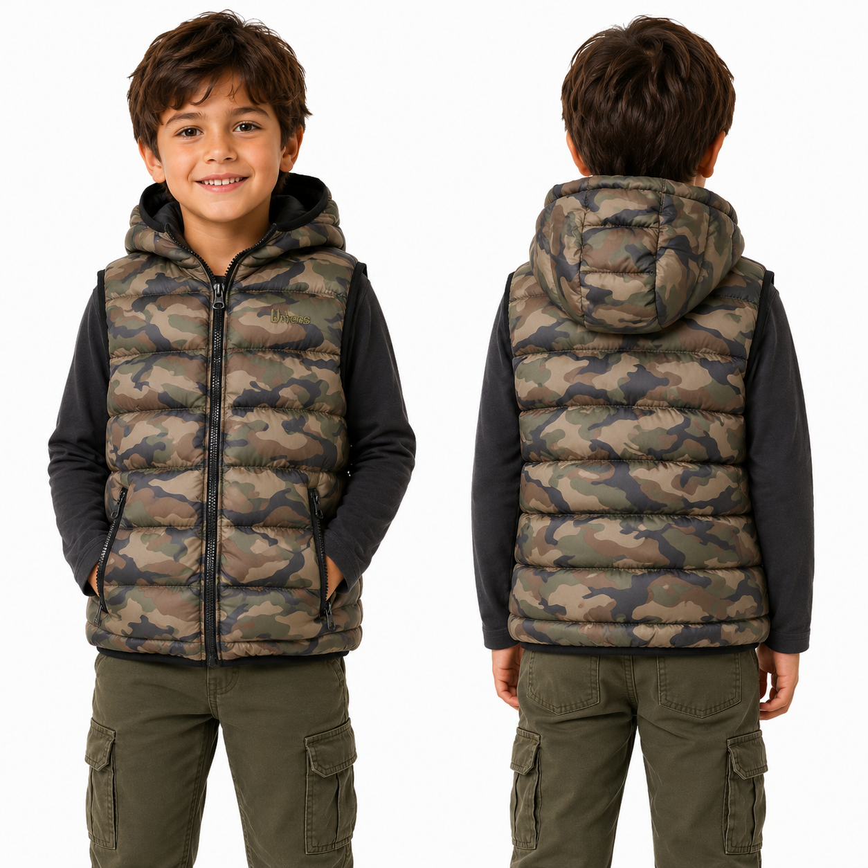 Smanicato gilet piumino bomber trapuntato bambino bambina invernale imbottito - Personalizzabile con il tuo logo