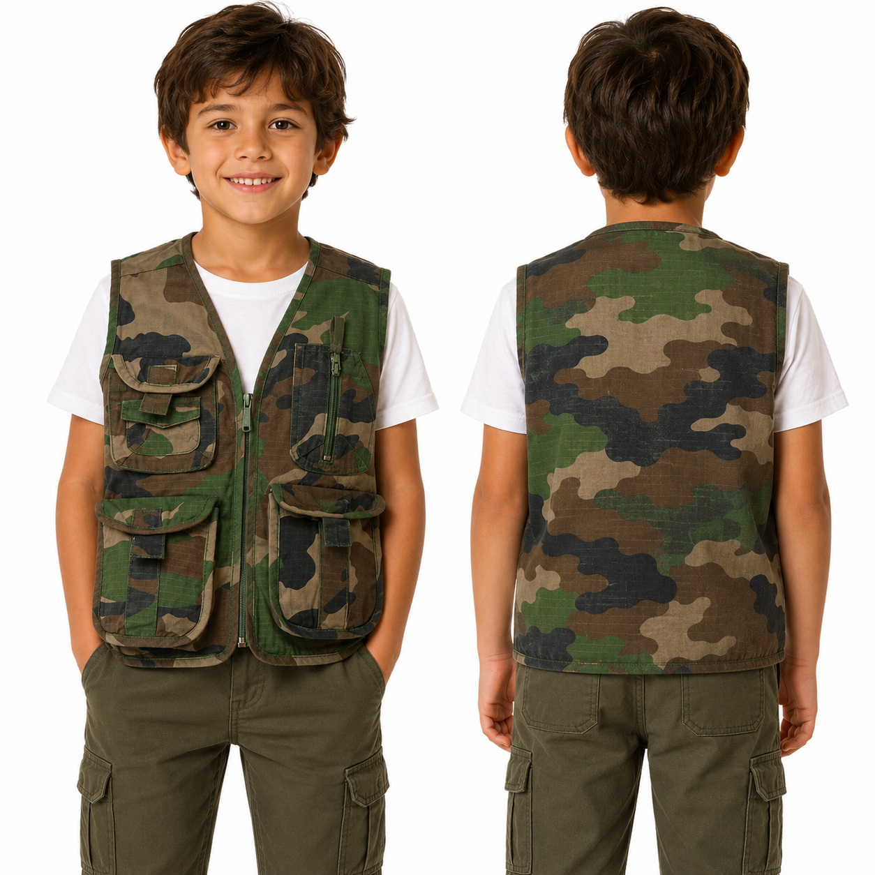 Gilet smanicato giacca giubbino bimbo bambino baby cotone mimetico - Personalizzabile con il tuo logo