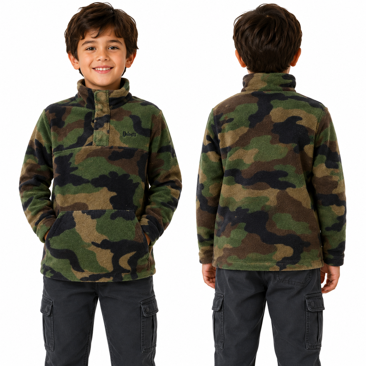 Maglia maglietta pile bambino bambina invernale calda neve comoda tasche - Personalizzabile con il tuo logo