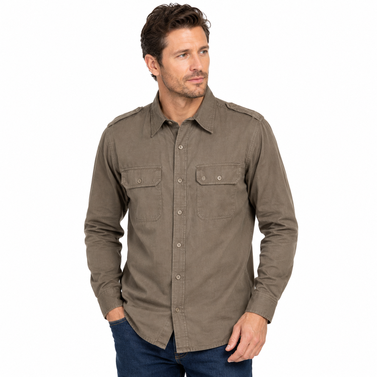Camicia casacca uomo sportiva maniche lunghe tasche caccia sportiva velluto