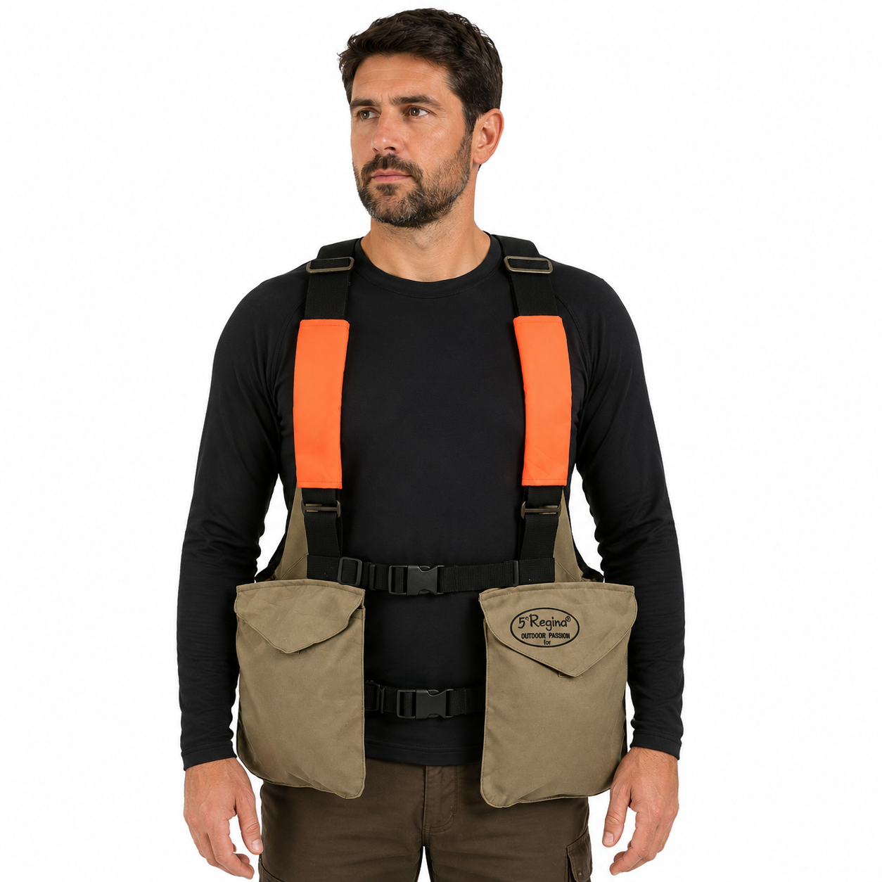 Trisacca arancio portabottiglia caccia tasche resistente abrasioni carniere - Personalizzabile con il tuo logo