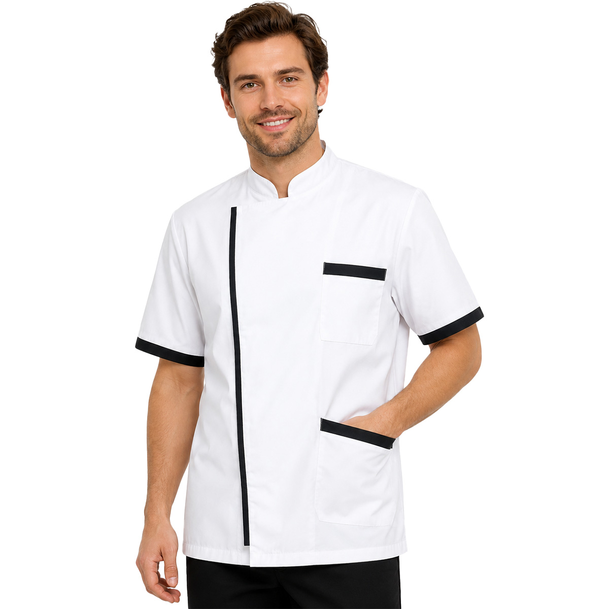 Giacca lavoro cuoco chef mezza manica estiva bianca cotone made in italy uomo - Personalizzabile con il tuo logo