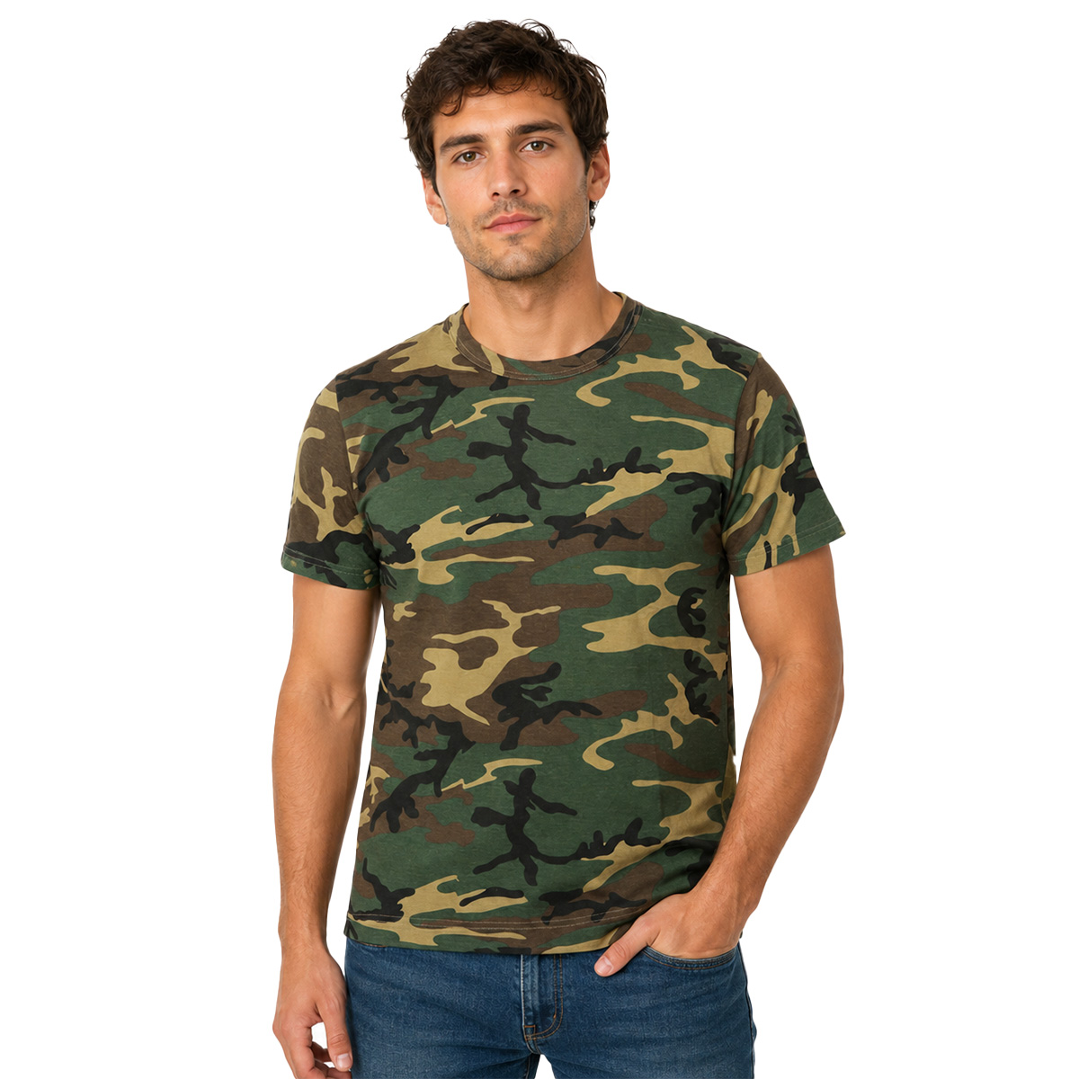 maglietta T-shirt girocollo mezze maniche mimetica camouflage uomo