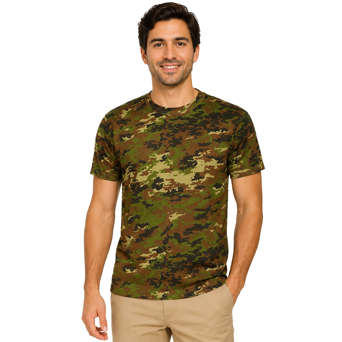 maglietta T-shirt girocollo mezze maniche mimetica camouflage uomo