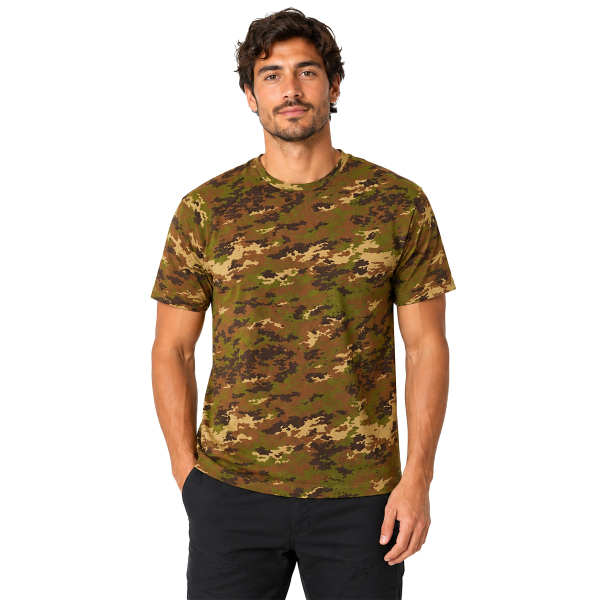 T-shirt militare vegetata italiana in cotone soft air